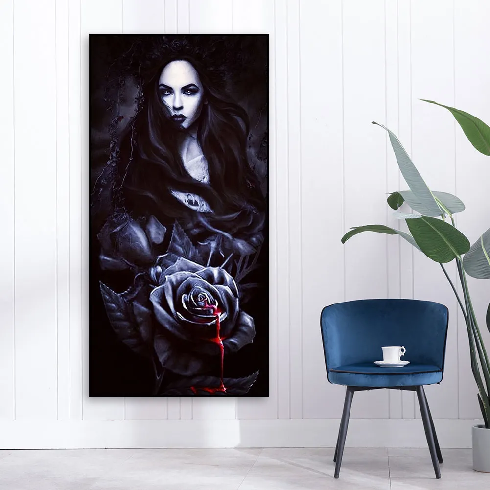Full Round Diamond Painting 40*80cm - Dark Rose Girl