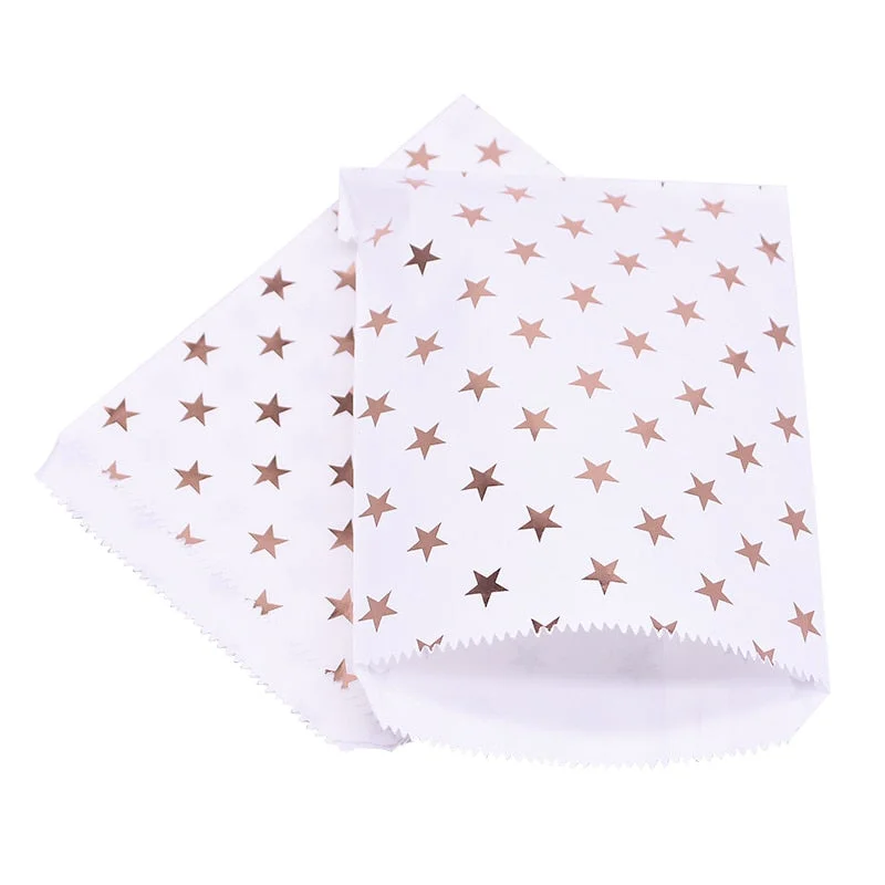 25Pcs Paper Bags Candy Gift Bag Food Packaging Christmas Wedding Favor Baby Shower Rose Gold Birthday Party Decoration Treat Bag