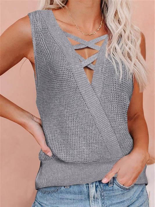 Women Half Sleeve V-neck Solid Color Dress