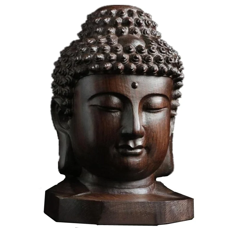 2.36'' Wood Sakyamuni Statue 6cm Wooden Buddha Statue Creative Tathagata Figurines Mahogany India Buddha Head Crafts