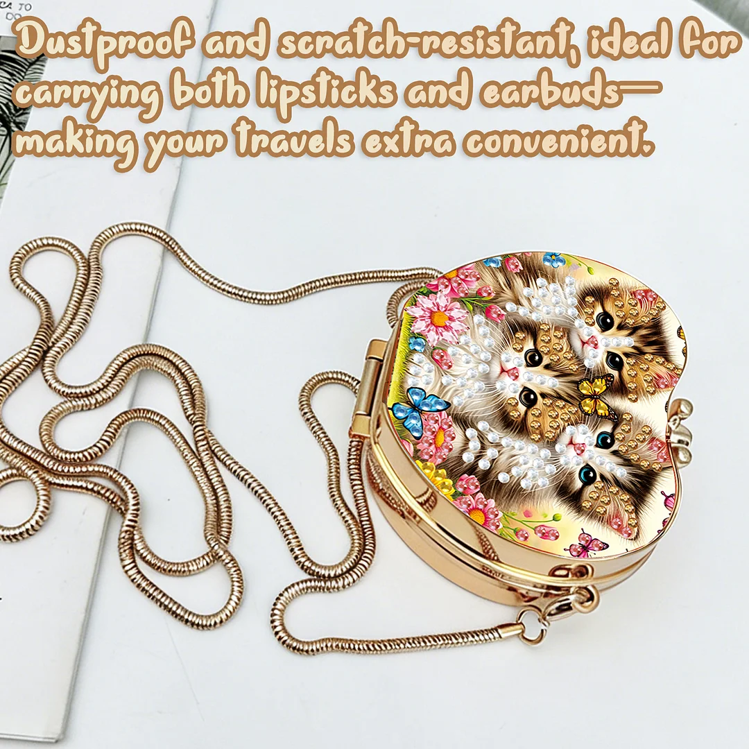 Cats B DIY Acrylic Love Diamond Art Painting Card Case Wallet with Chain Small Diamond Painting Crossbody Bag for Adults Women Girls Gift