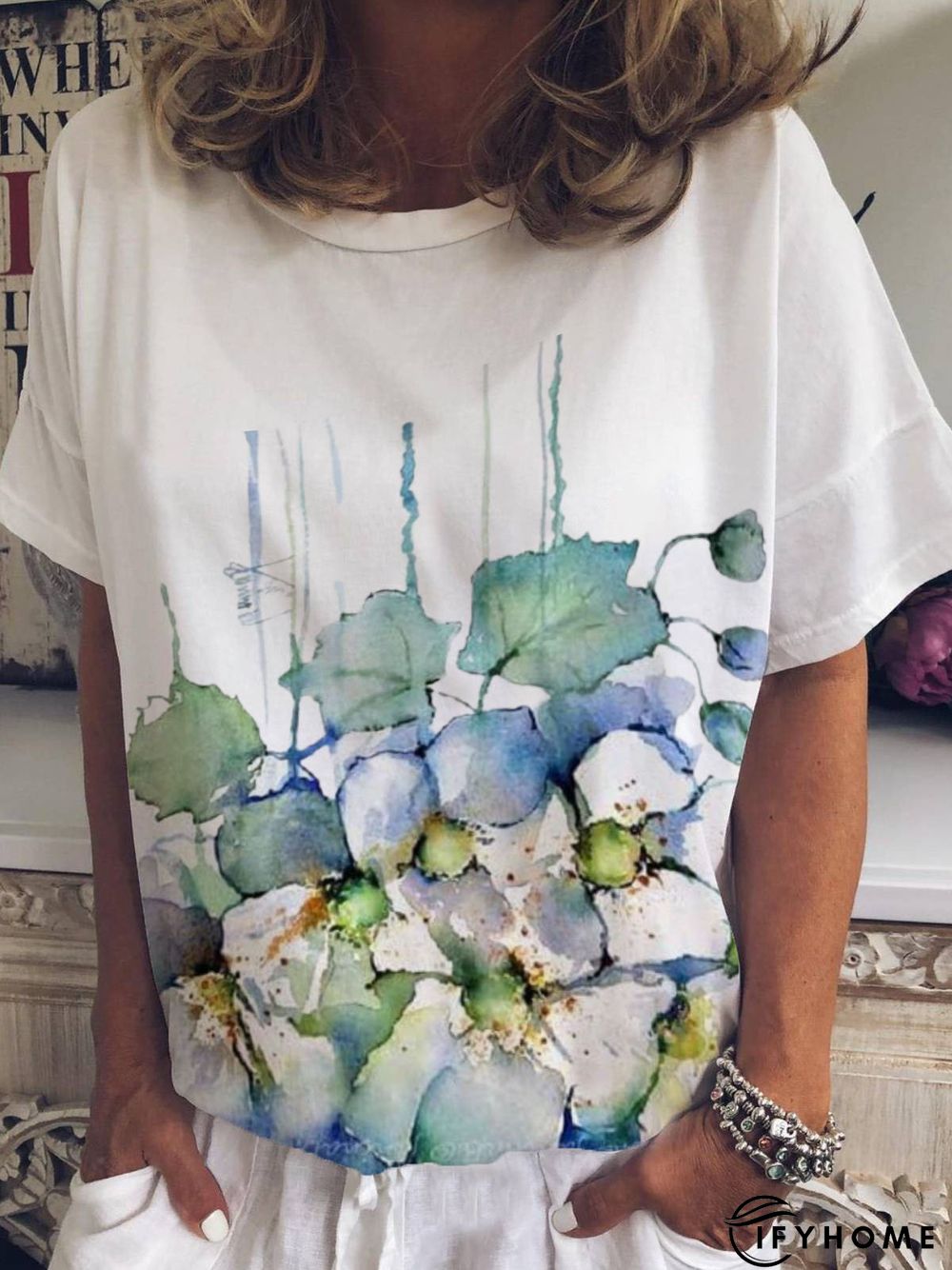 Crew Neck Simple Short Sleeve T-shirt | IFYHOME