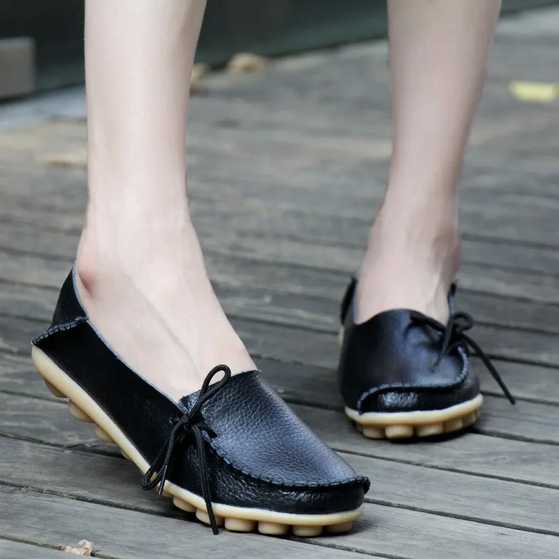 Woman Shoes Casual PU Leather Flat Shoes For Women Round Toe Non Slip Nurse Chef Shoes Women Flats Fashion Chaussure 2021