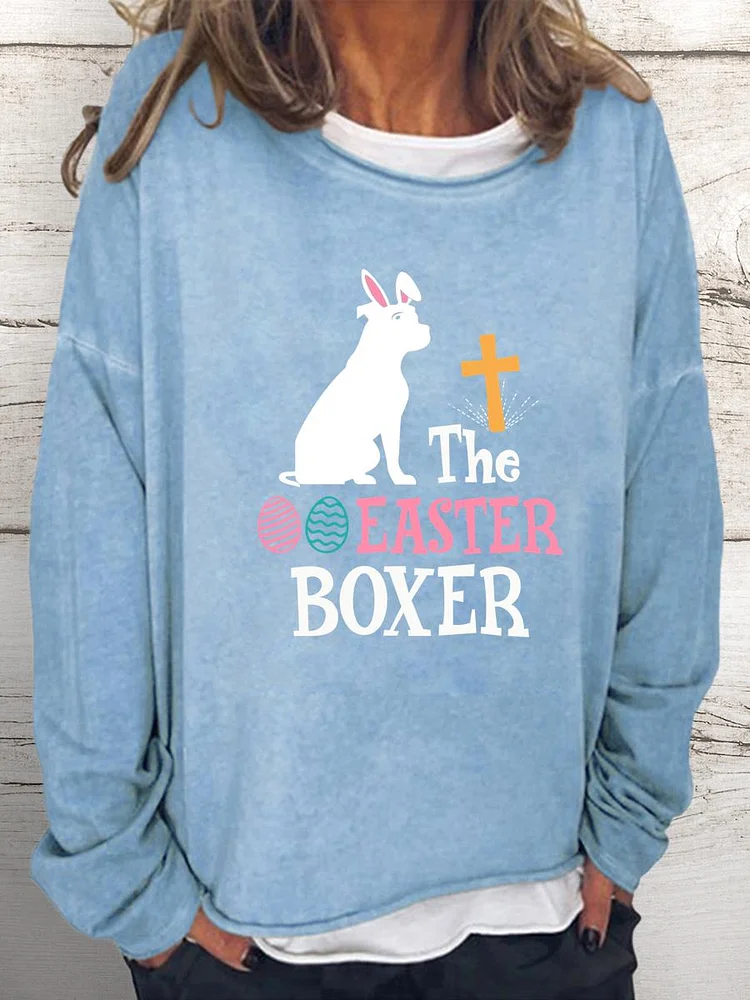 The easter boxer Women Loose Sweatshirt-0026028