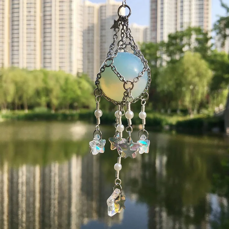 Hand-Woven Natural Crystal Original Stone Hanging Pendant🔮
