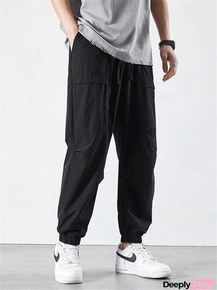 Simple Thin Quick Dry Drawstring Pants for Men