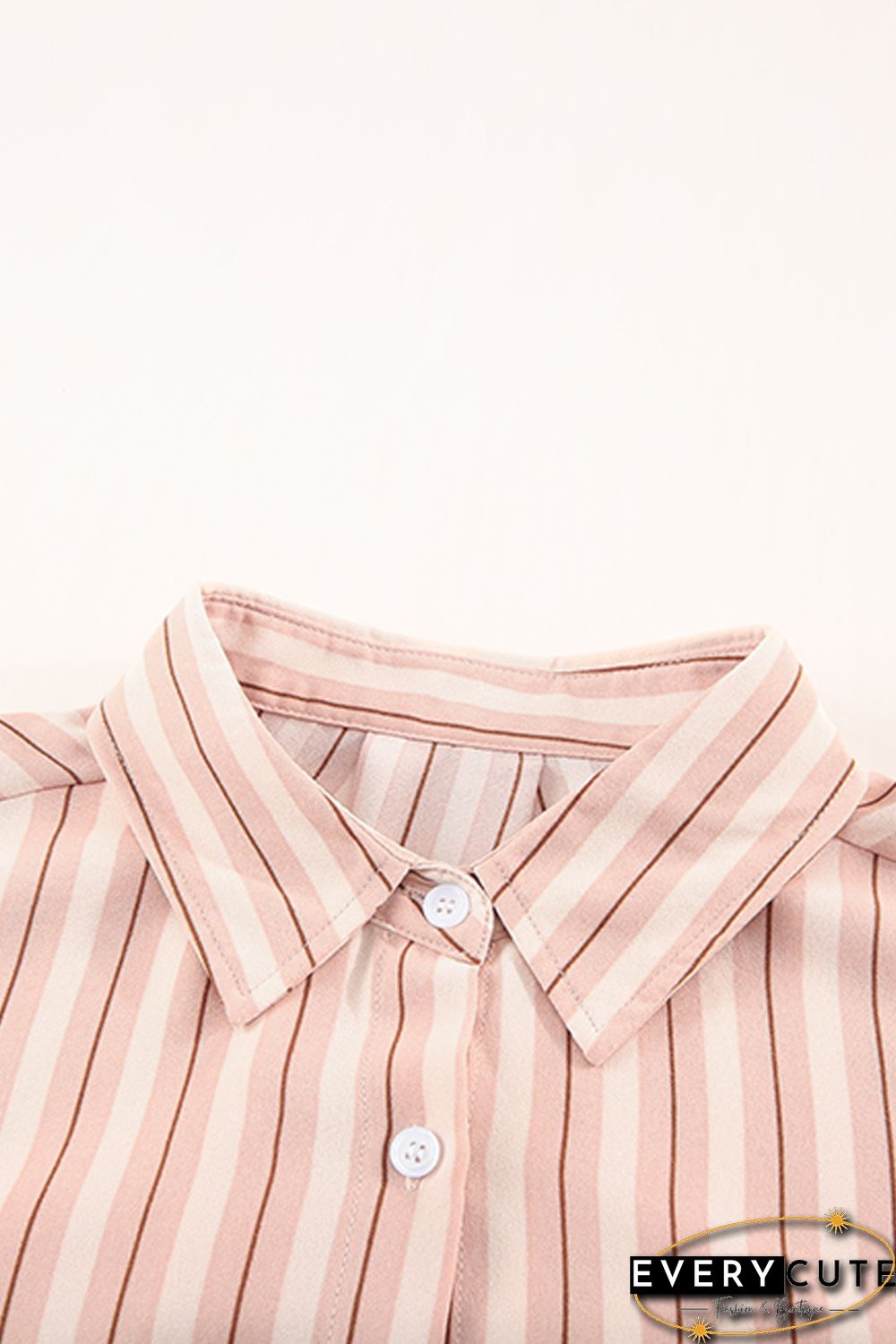 Pink Striped Buttons Closure Long Sleeve Shirt