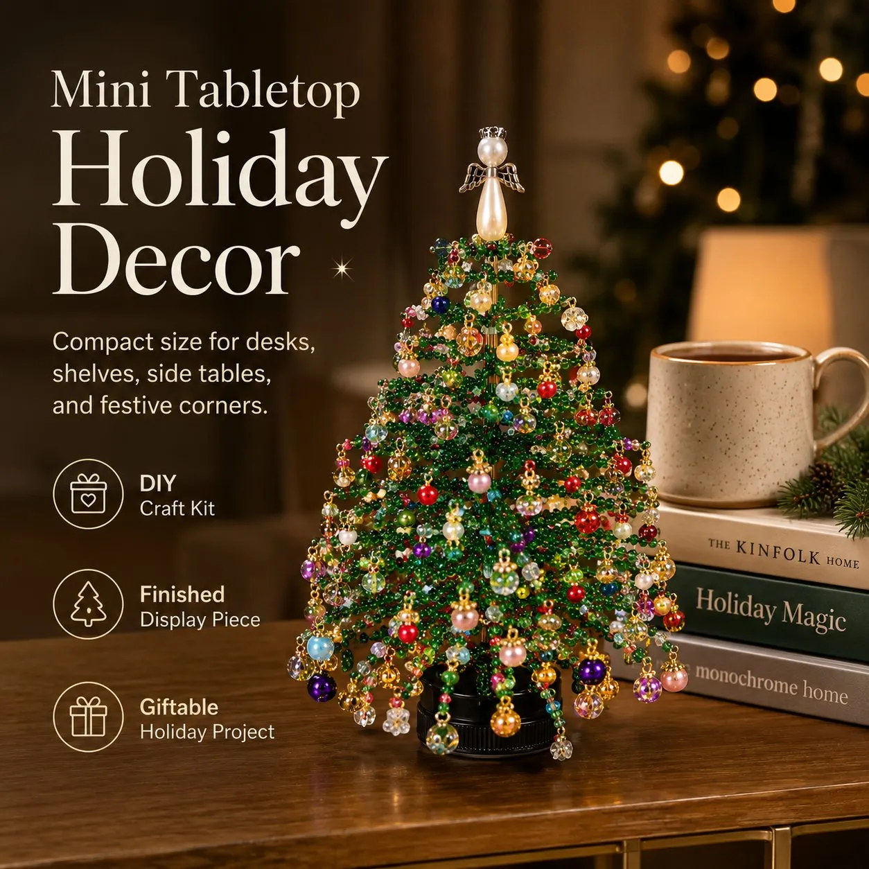 DIY beaded Christmas tree kit gift presentation