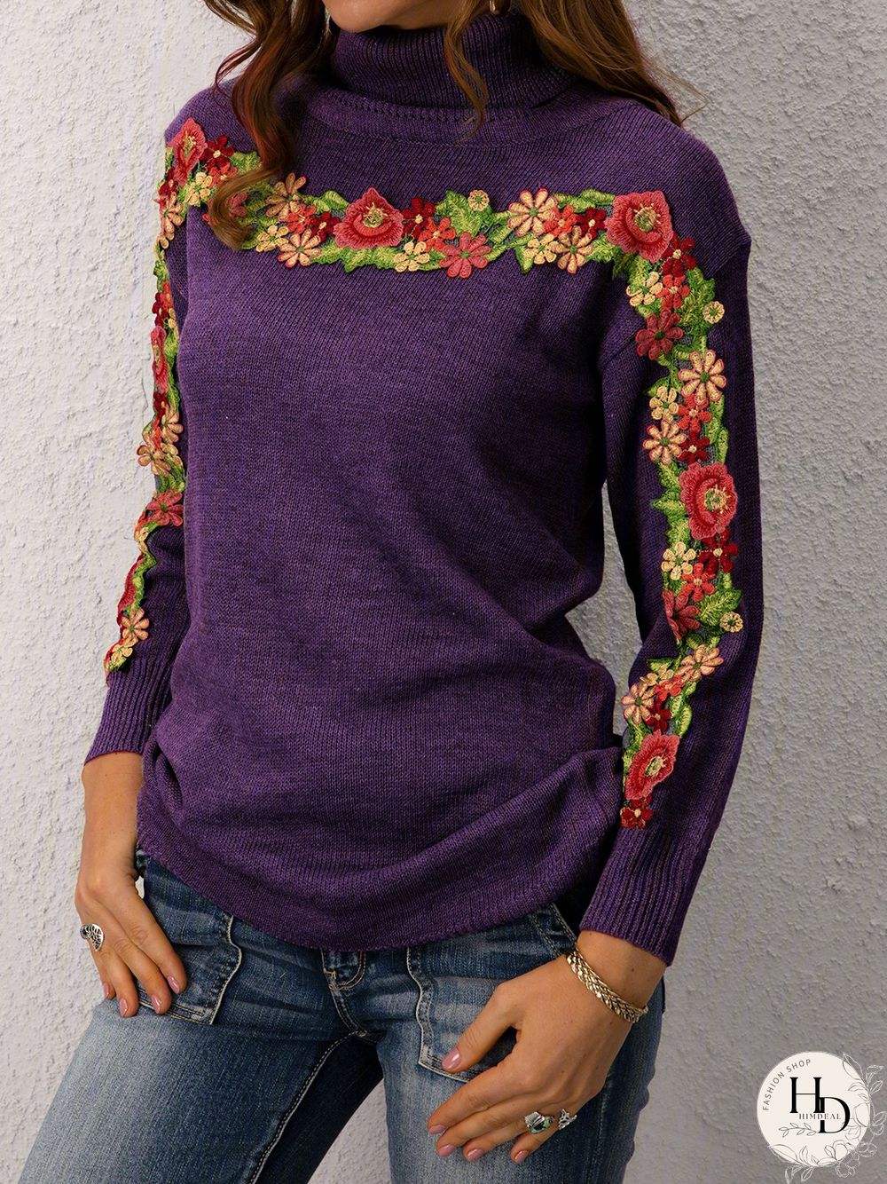 Casual Long Sleeve Plus Size Turtleneck Sweater