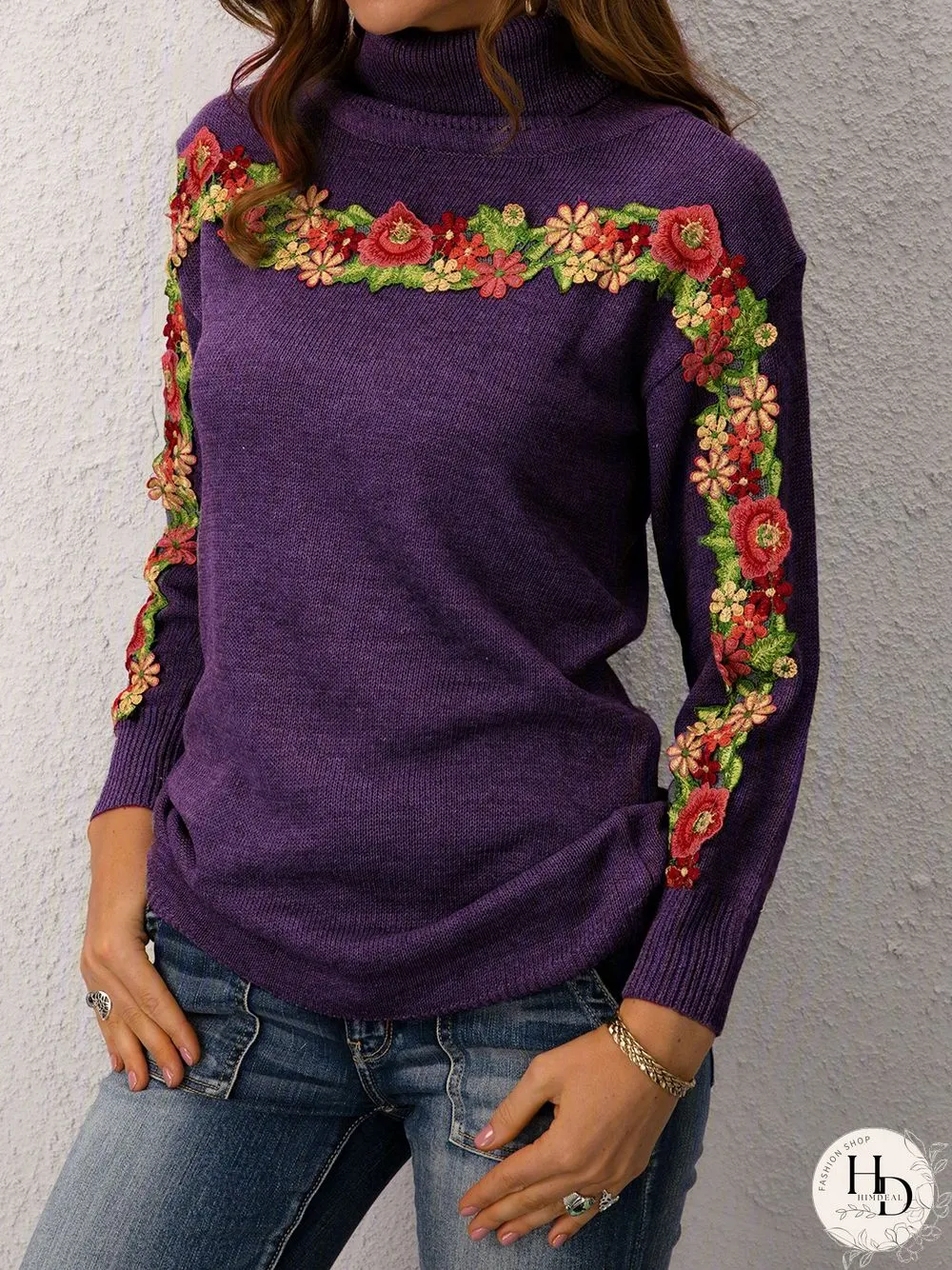 Casual Long Sleeve Plus Size Turtleneck Sweater