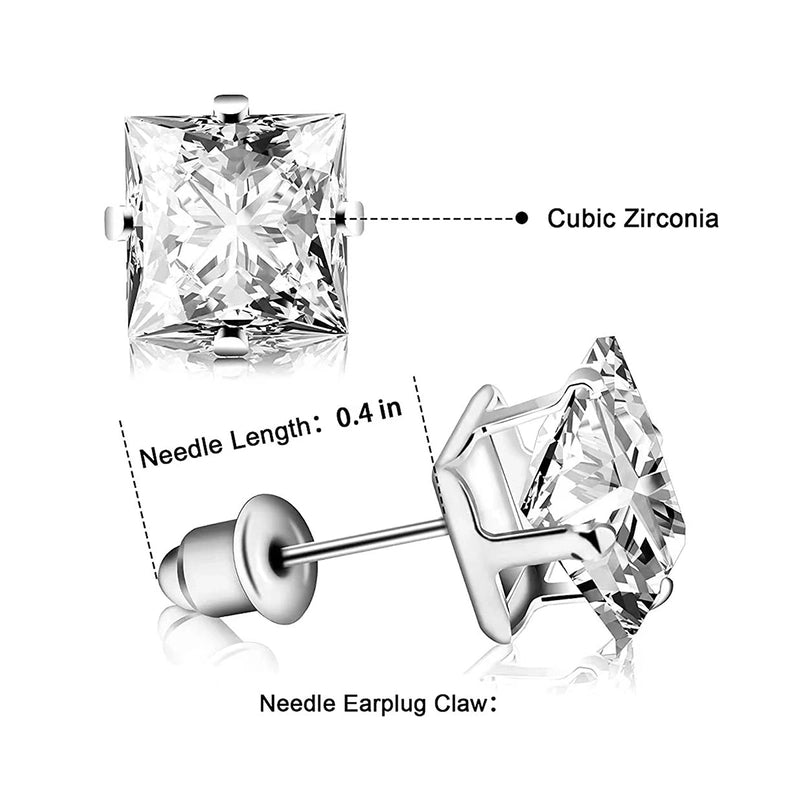 1 Pair Minimalist Square Inlay 304 Stainless Steel Zircon Ear Studs