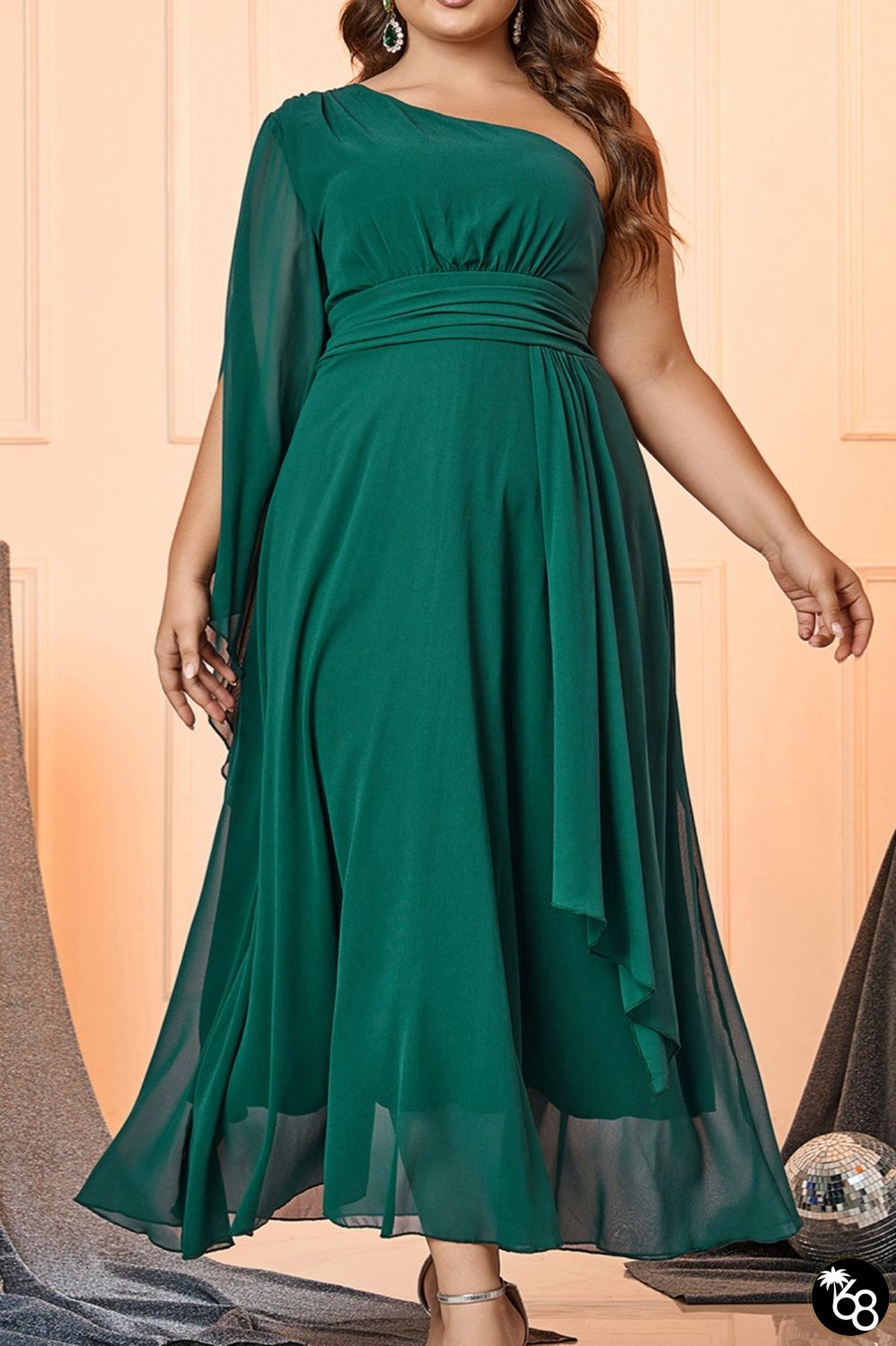 Casual Solid Patchwork Backless Oblique Collar Long Plus Size Dresses | 168DEAL