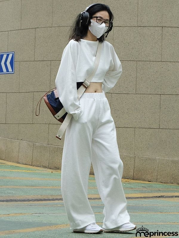 Casual Wide Leg Loose Solid Color Pants
