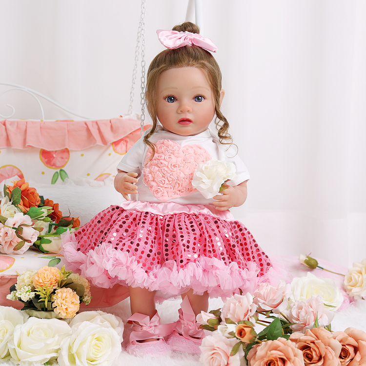 Babeside Daisy 20'' Reborn Baby Doll Girl Awake Lifelike Lovely Sweetest Love Shining Flowers Pink