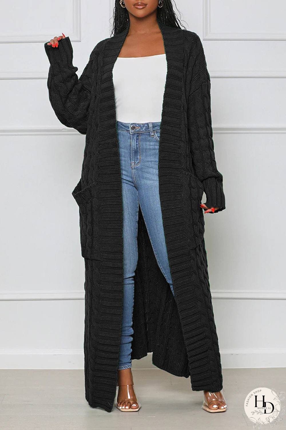 Pink Street Solid Patchwork Cardigan Collar Outerwear