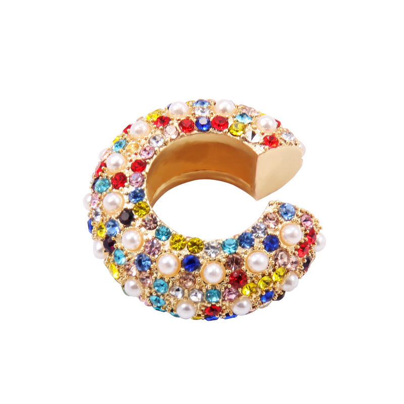 Colorful Diamond Metal Rainbow C Vintage Pearl Earrings