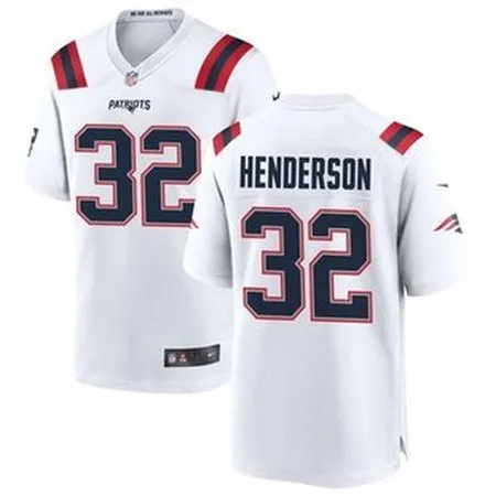 Men's New England Patriots #32 TreVeyon Henderson  White 2025 NFL Draft Game Jersey