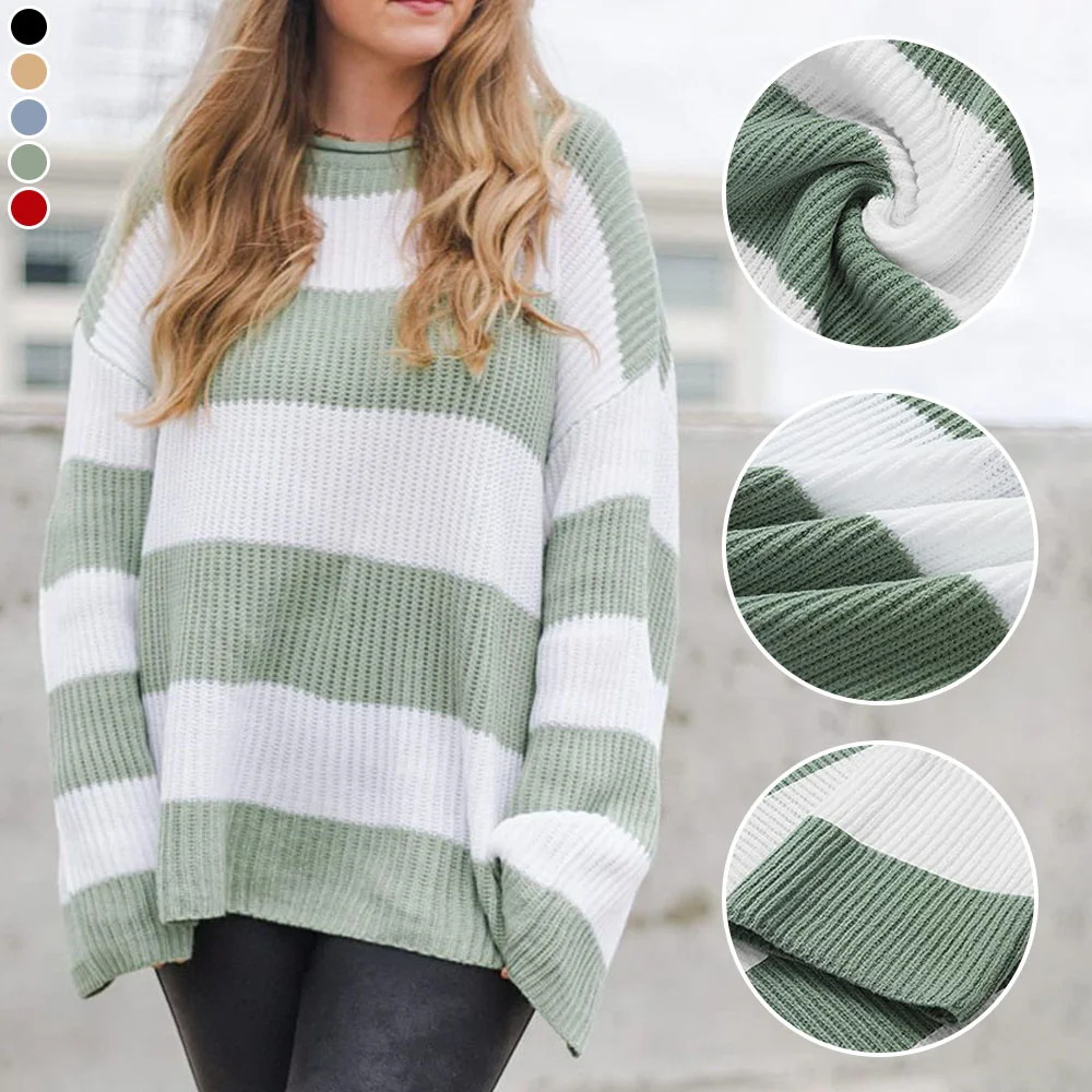 Smiledeer New autumn and winter women's striped loose casual sweater