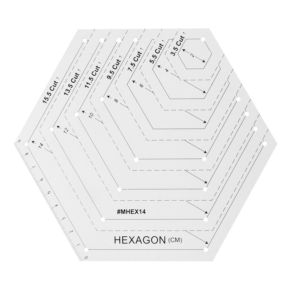 

Hexagon Transparent Acrylic Patchwork Tailor Craft Quilting Cutting Rulers, 501 Original