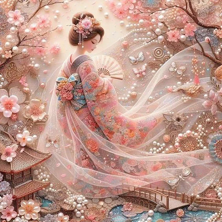 Japanese Geisha Beauty - Full Round - Diamond Painting(40*40cm)