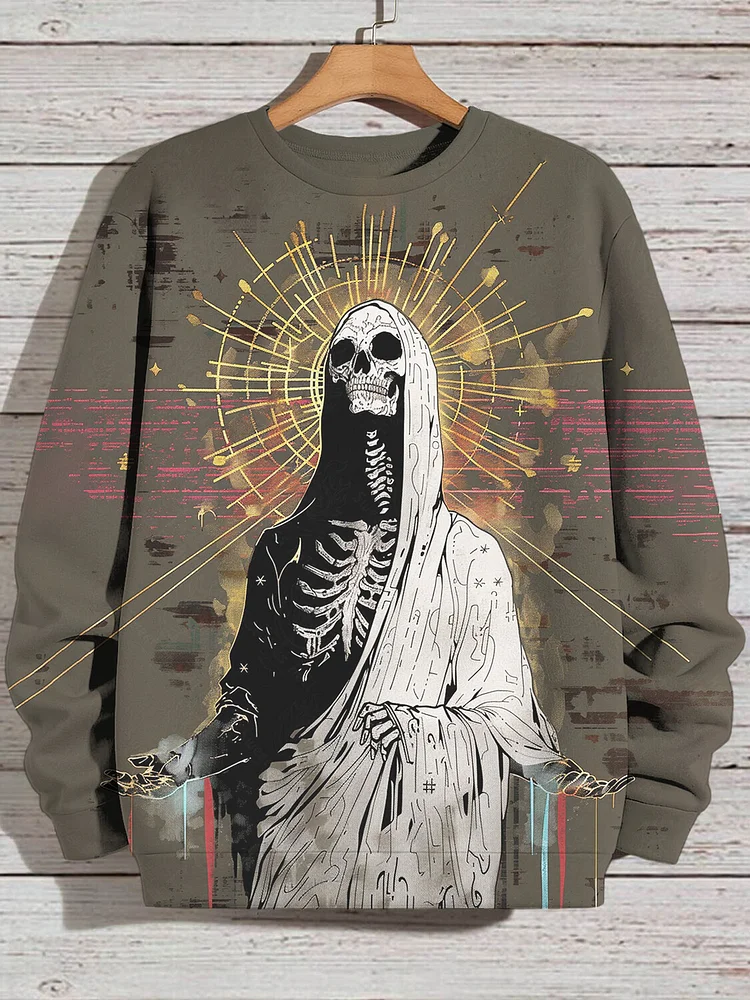 Men's Skeleton Faith Dark Art Print Casual Sweatshirt