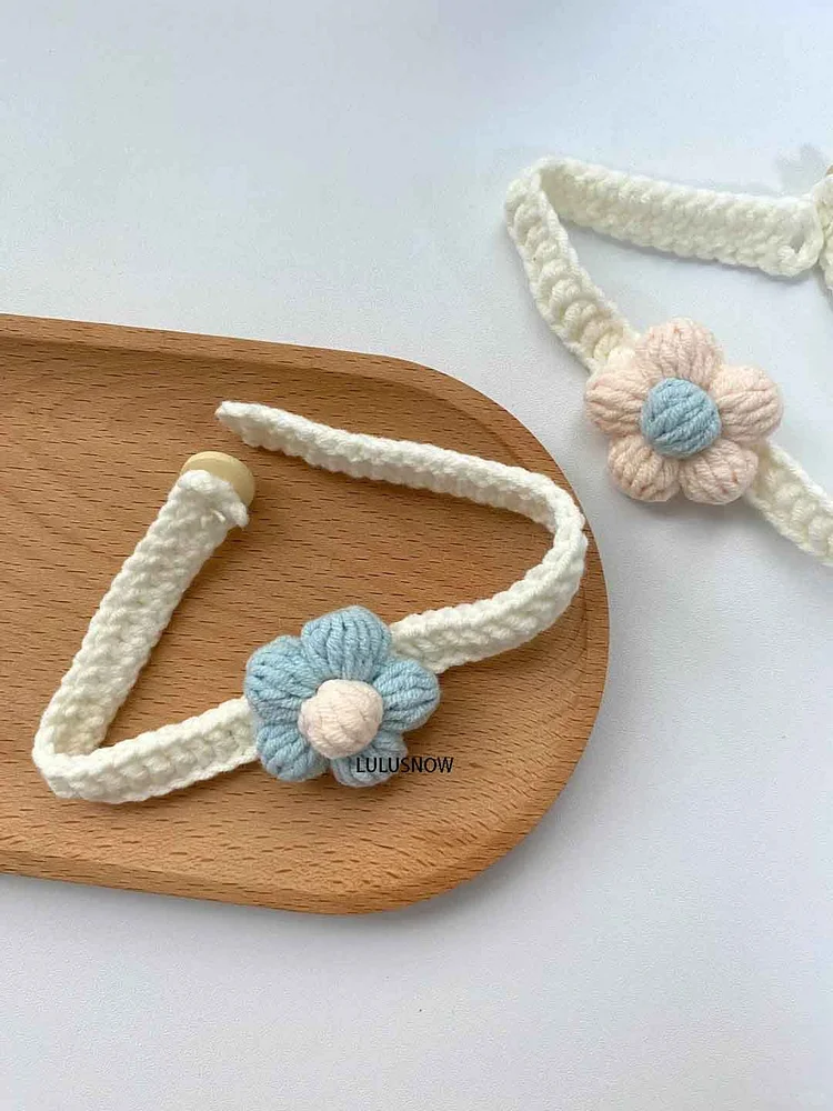 Lulusnow Handmade White 3D Flower Crochet Pet Collars/ Pet Holiday Outfit/ Festive Pet Accessories/ Gift For Pet