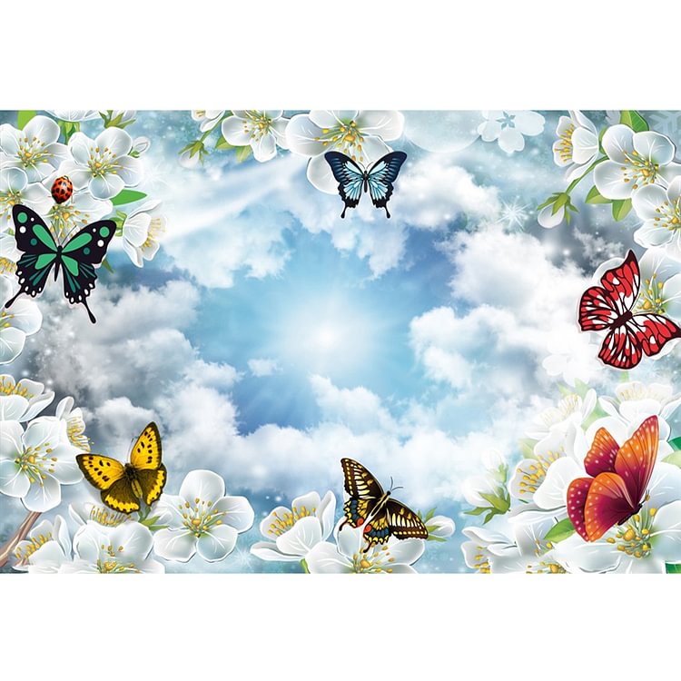 40*30cm Diamond Painting Butterflies on Lilies  40x30cm