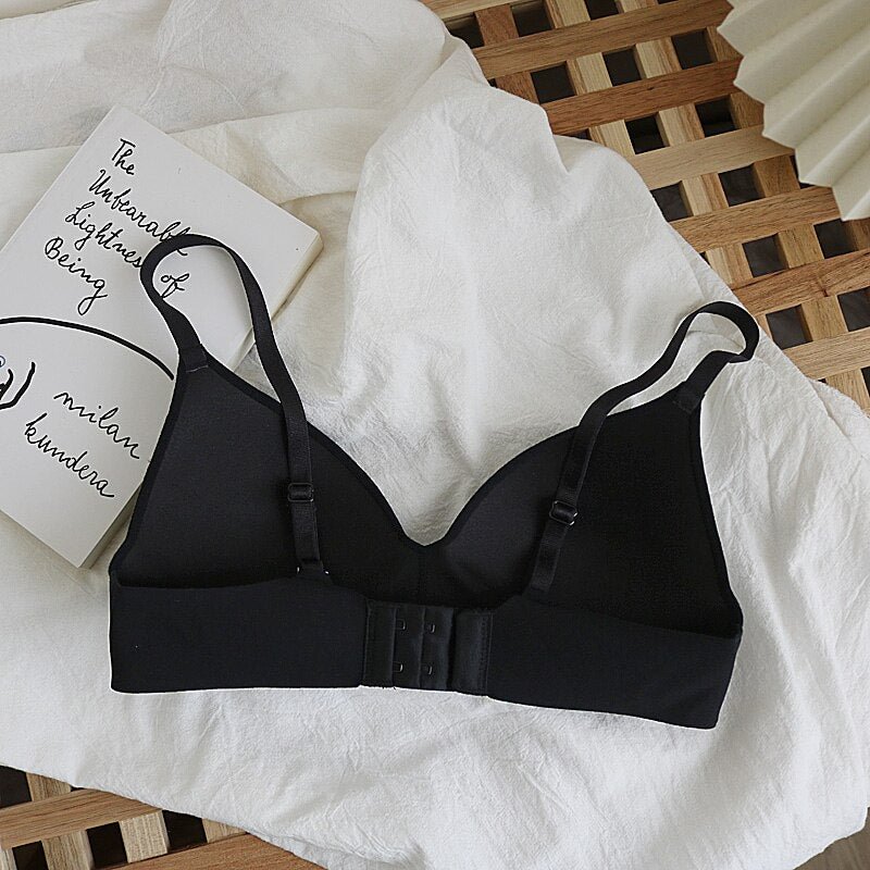 Wriufred Nude cotton no steel ring simple women's underwear soft and comfortable seamless bra natural gathering thin lingerie
