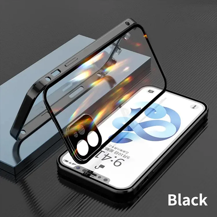 Fashion Magnetic Adsorption Double-Sided Glass Phone Case For iPhone