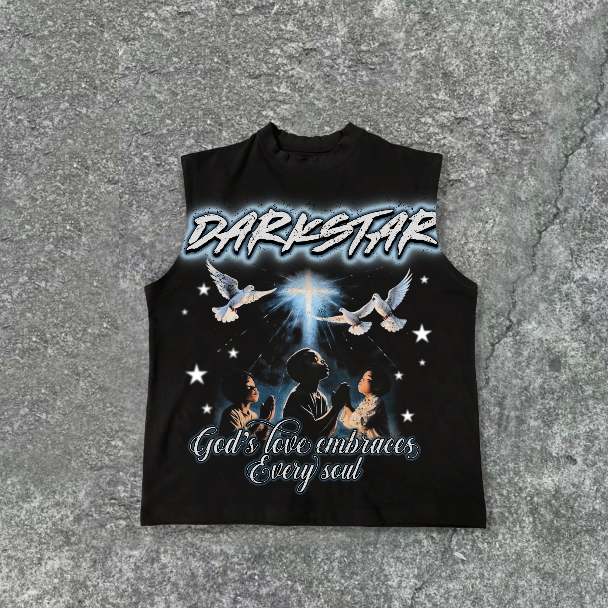 Darkstar - Pray To God - Vintage Print Pattern Cotton Tank Top - SOPULA