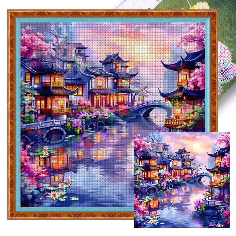 Jiangnan People Full 14CT Pre-stamped Canvas(50*50cm) Cross Stitch
