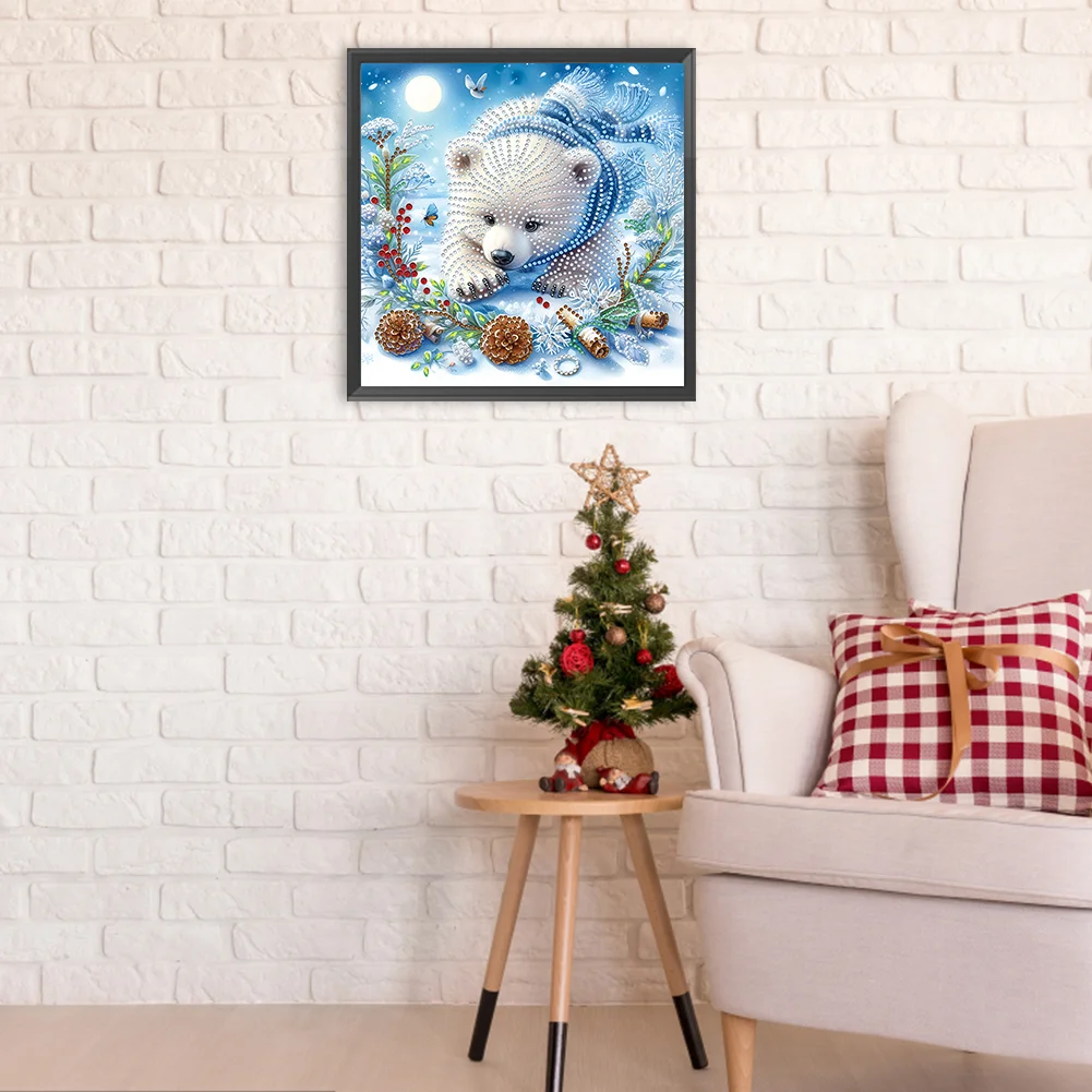 Diamond Painting - Partial Special Shaped Drill - Snow Bear(Canvas|30*30cm)