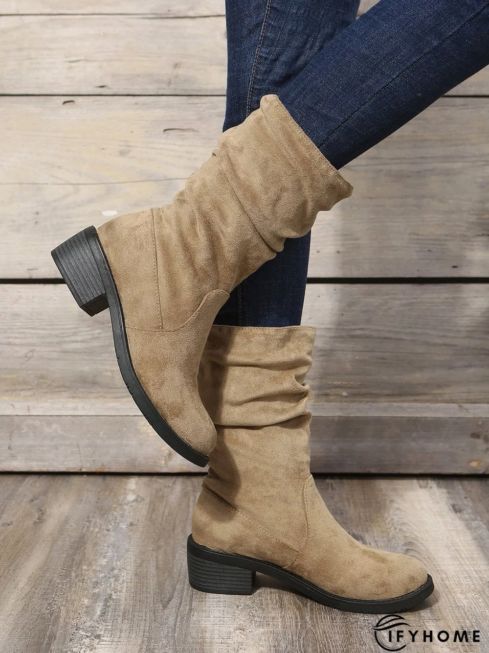 Faux Suede Slip On Slouchy Boots | IFYHOME