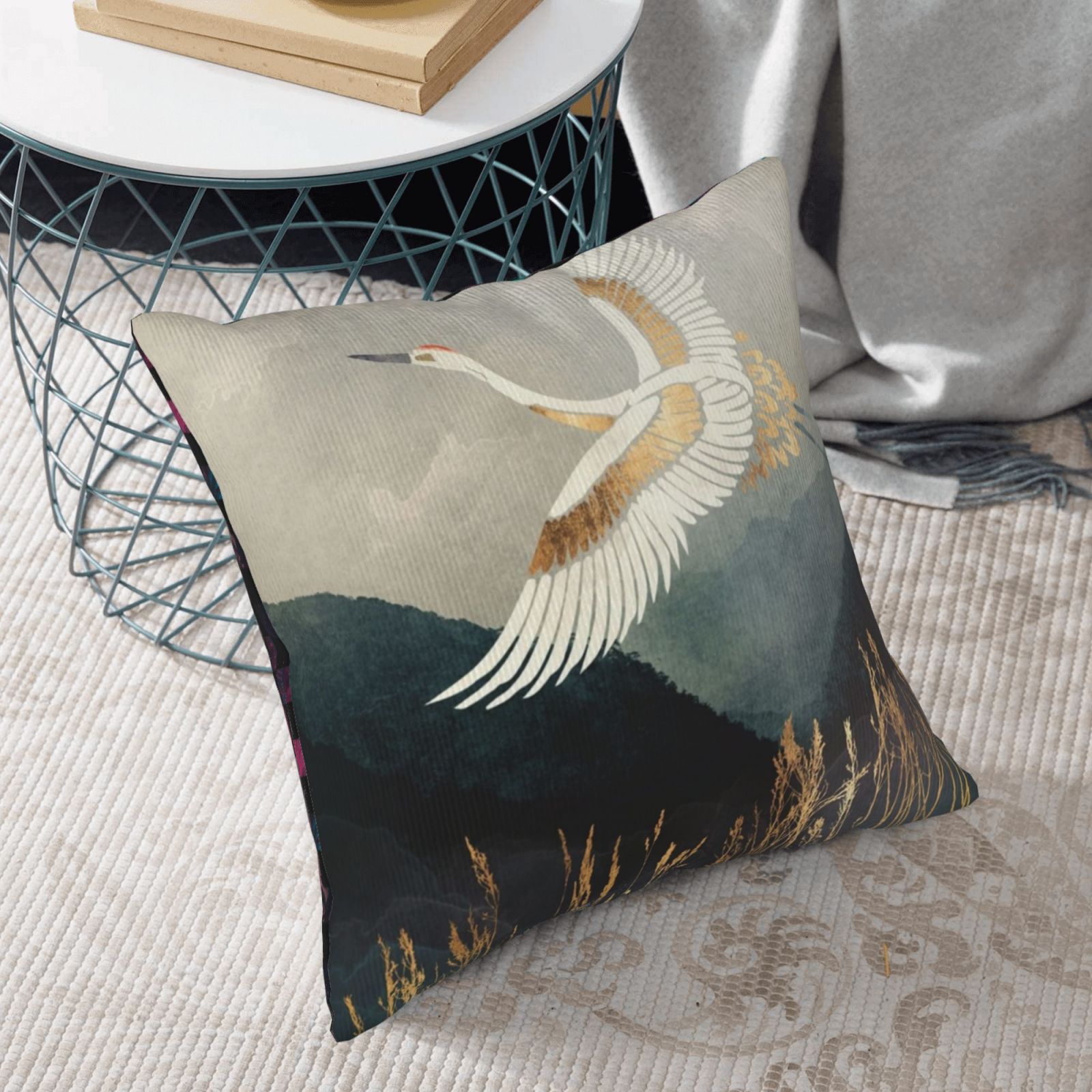 Comstylish Crane Print Pillow