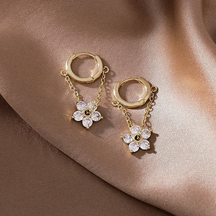 Blooming Petal Crystal Earrings