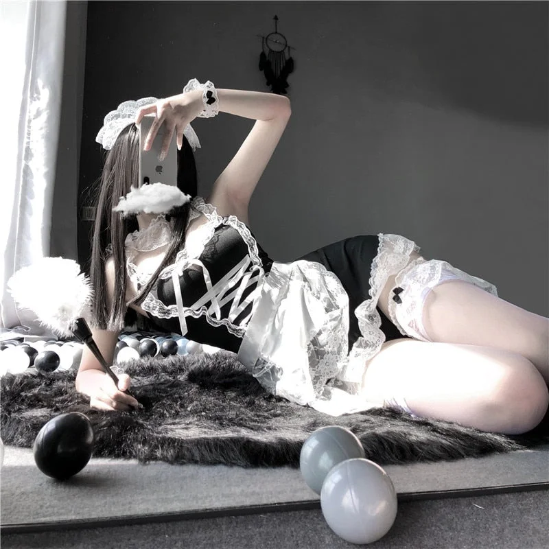 OJBK Anime Women Sexy Lingerie Japanese Apron Maid Dress Moe Cosplay Costume Servant Hot Dress Uniform Kawaii Outfit 2022 New