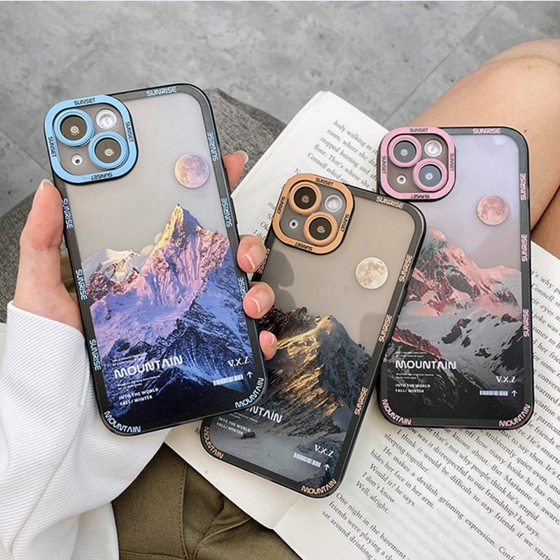 Snow mountain scenery Apple 13Promax mobile phone shell suitable for XR/11 protective cover iphone12 anti-fall 8P soft shell