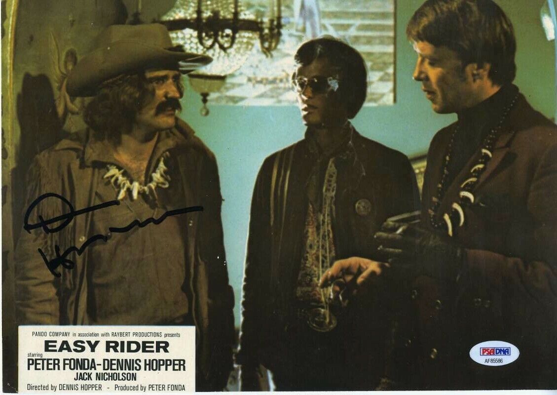 Dennis Hopper Psa Dna Coa Autograph 8x10 Easy Rider Lobby Card Photo Poster painting Hand Signed