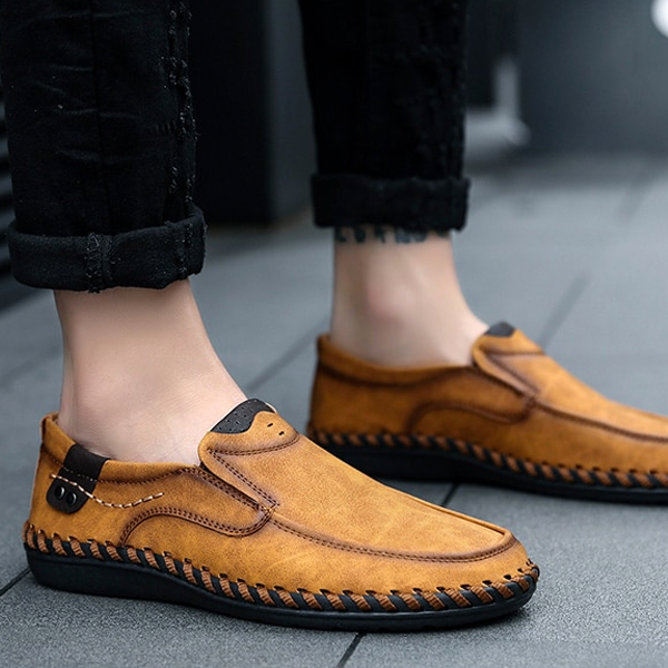 Split Leather Men's Loafers Shoes Breathable Driving Oxfords Shoes Flats Moccasins Shoes