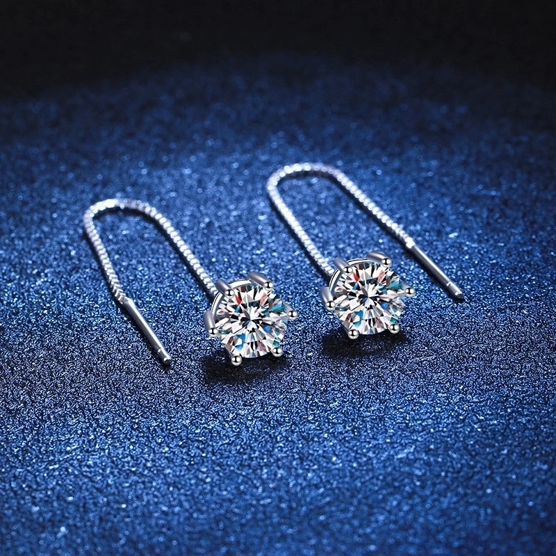1 Pair 925 Sterling Silver Moissanite High Carbon Diamond Solid Color Drop Earrings