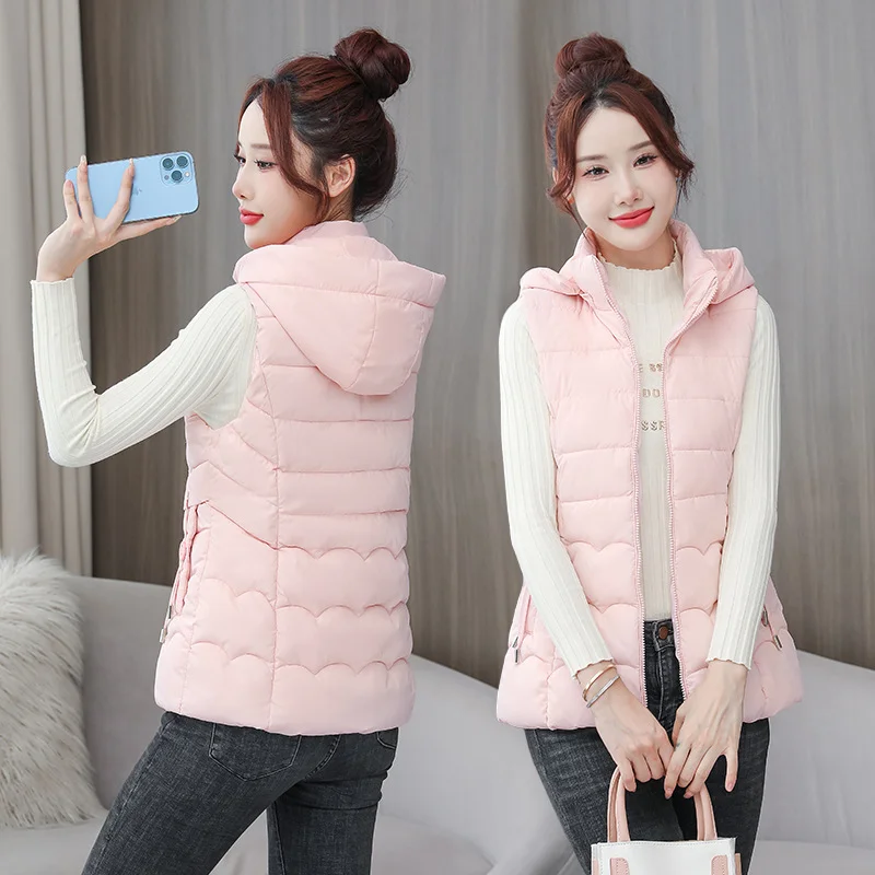 Woherb Ladies 2023 Autumn Winter Down Cotton Vest Short Korean Version Slim Slim Vest Vest Outside The Vest-Outfit Ideas