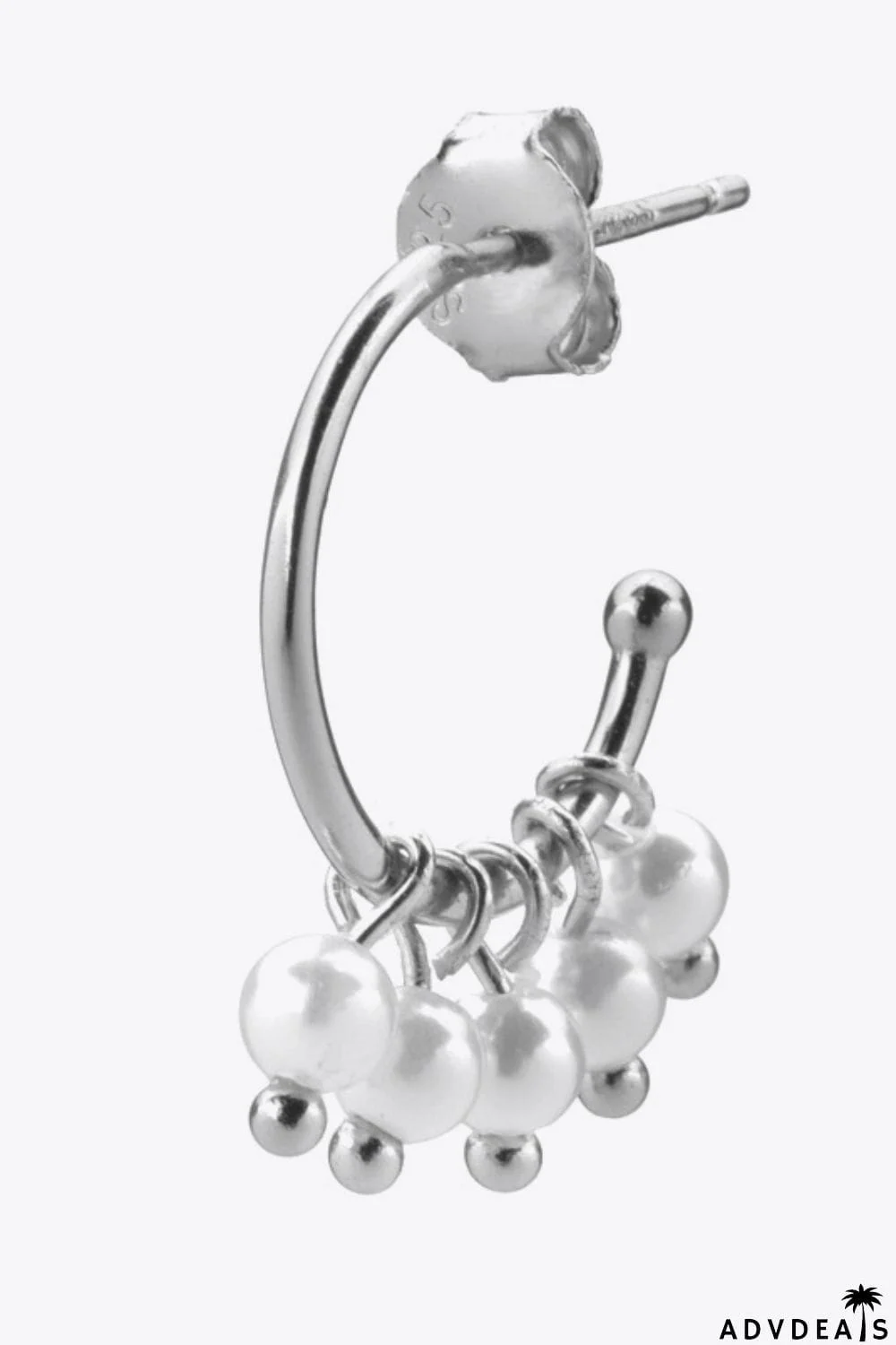 Pearl 925 Sterling Silver C-Hoop Earrings