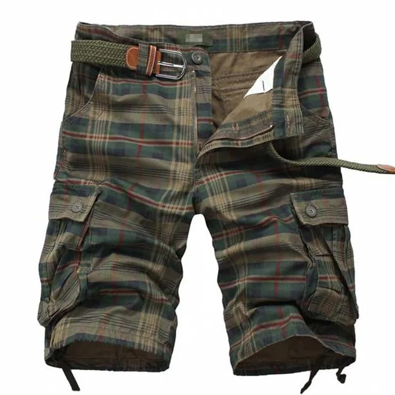 Men's Vintage Pocket Plaid Shorts