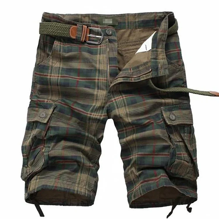 Men's Vintage Pocket Plaid Shorts