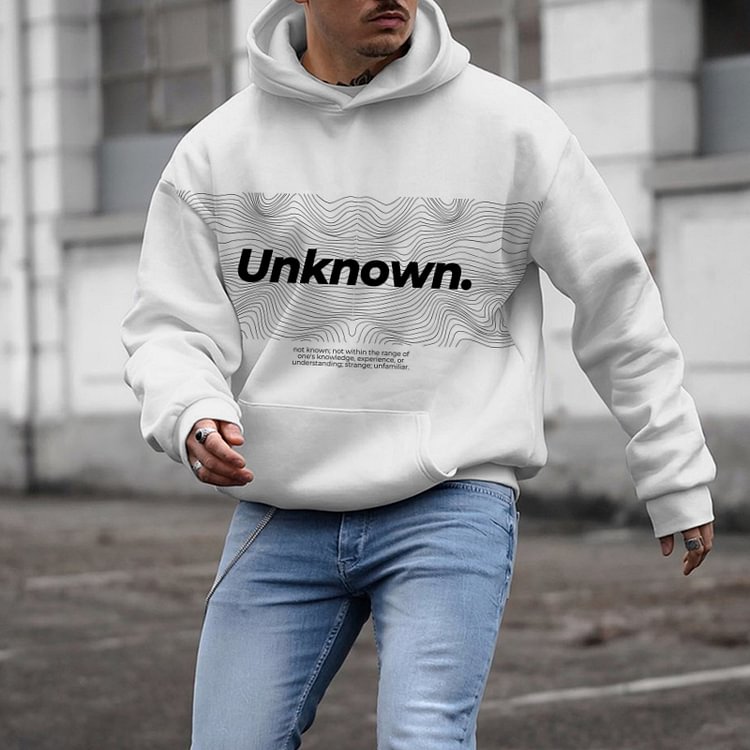 BrosWear Abstract Line Unknown Print Hoodie