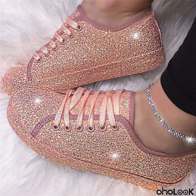 Dizzy Glitter Lace-Up Sneakers Shoes For Women