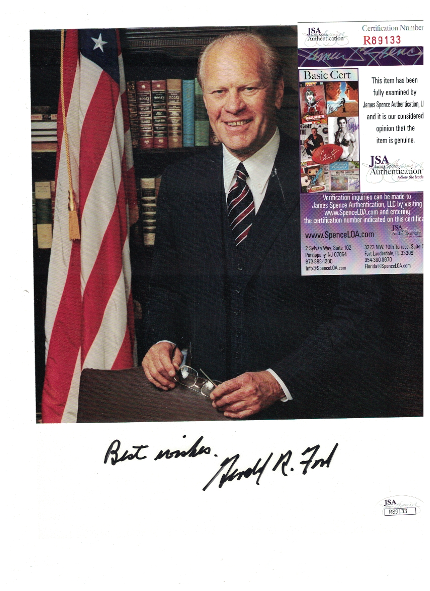 Gerald Ford United States President Signed 8x10 Photo Poster painting JSA Certified