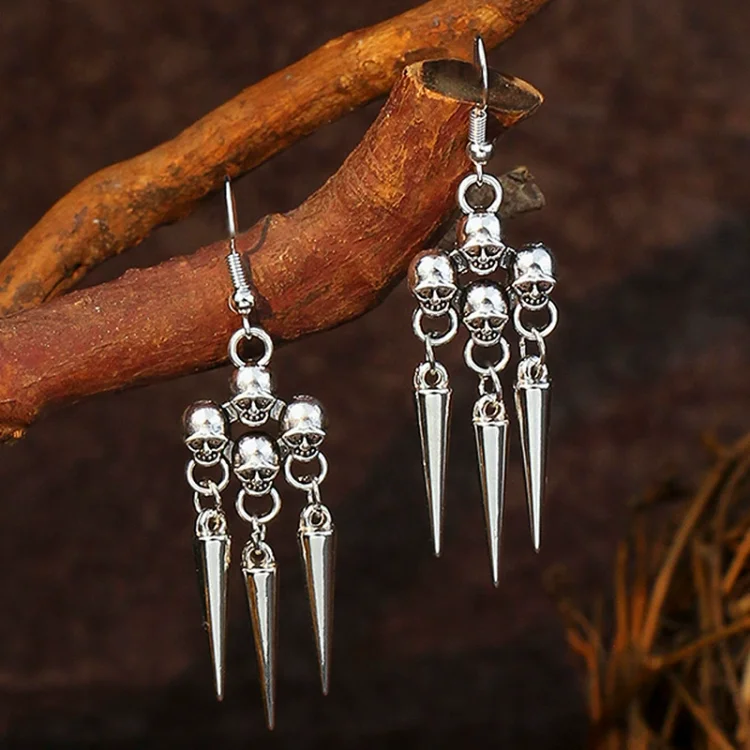 Vintage Skull Spike Gothic Earrings