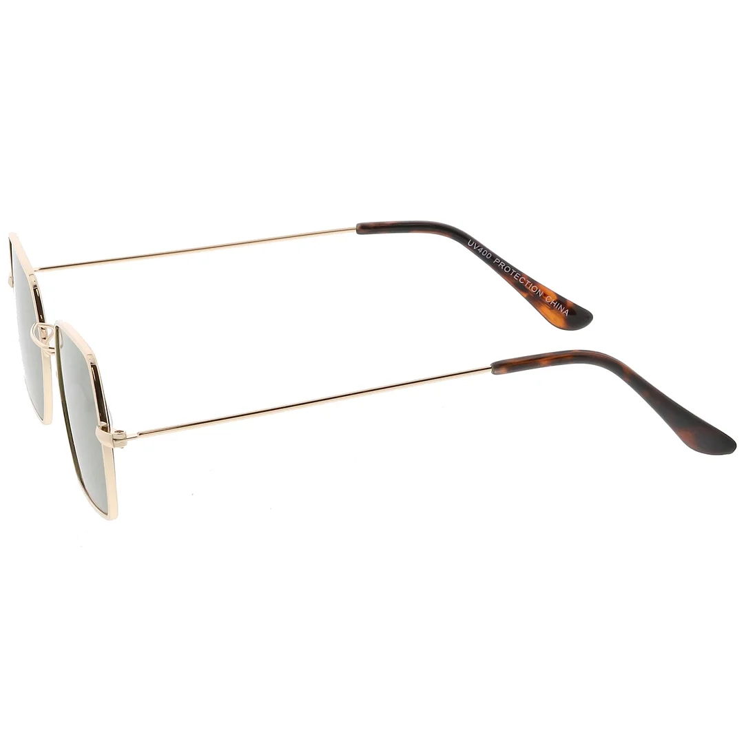 Geometric Hexagon glasses Ultra Slim Metal Neutral Colored Flat Lens 51mm