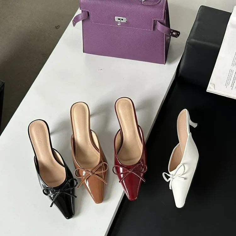 Brownm Brownm New Fall 2024 Dress With Low Heel Bow And Half Slippers